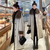 2025冬季 新款 真毛獭兔毛皮毛一体长大衣派克服两面穿皮草外套女