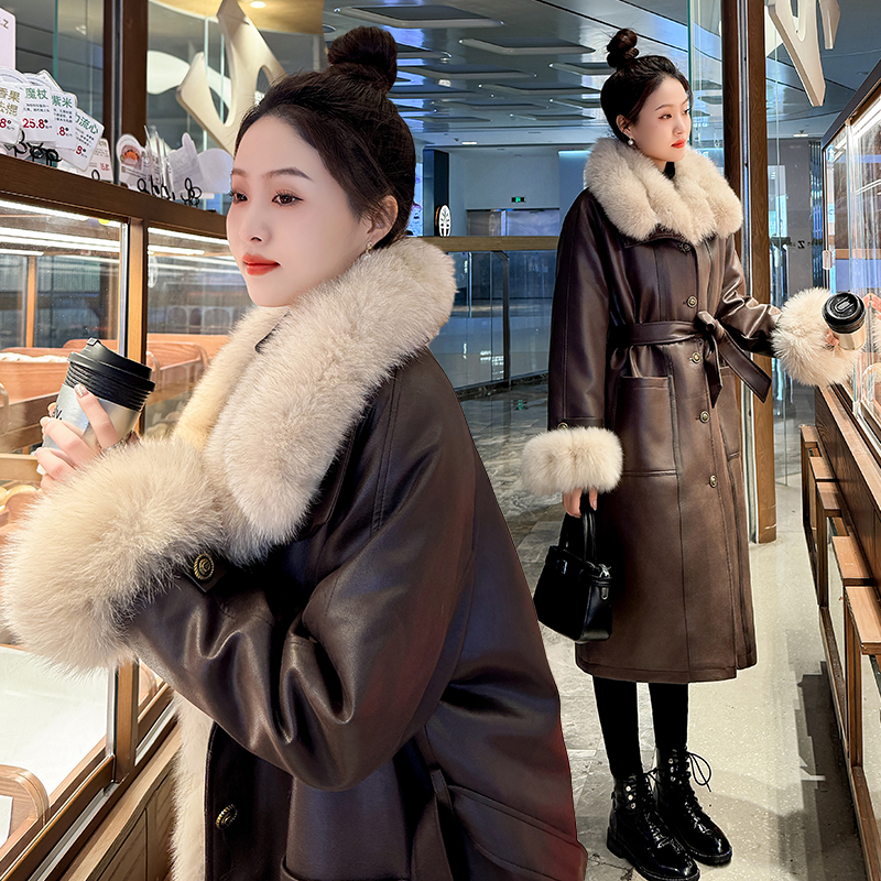 白鹅绒派克羽绒服女长款2025冬季新款时尚洋气超大毛领加厚外套