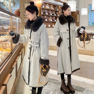 羊羔毛领真兔毛皮毛一体派克服大衣 新款 皮草外套女长款 2025冬季