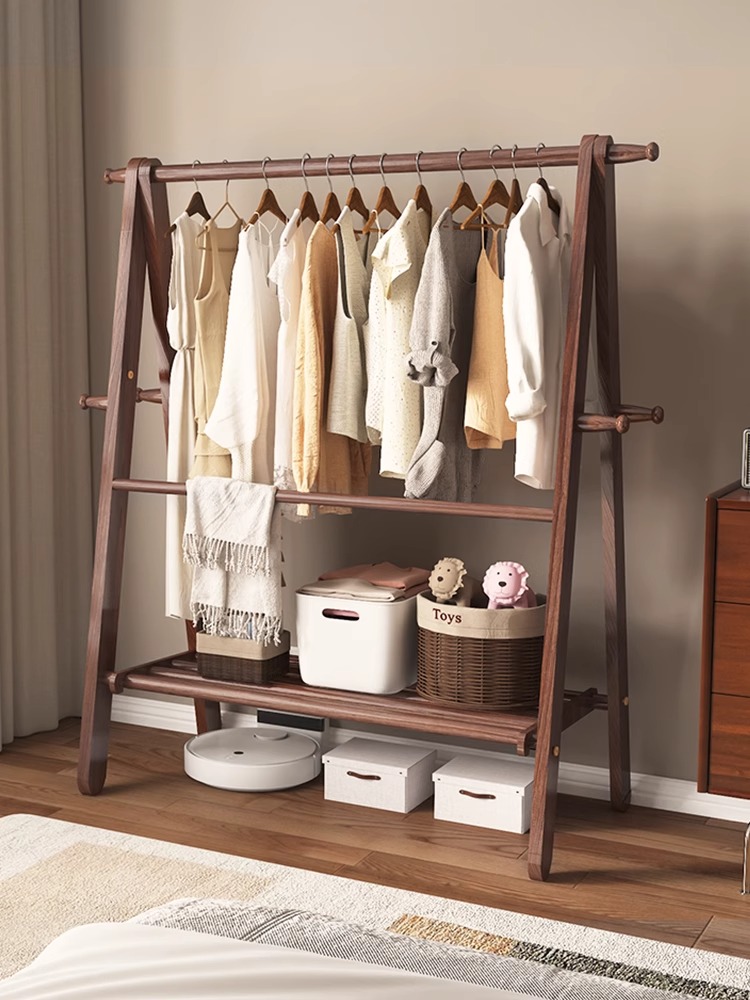 挂衣架落地实木衣帽架卧室置物双杆衣服架室内办公室立式2025新款