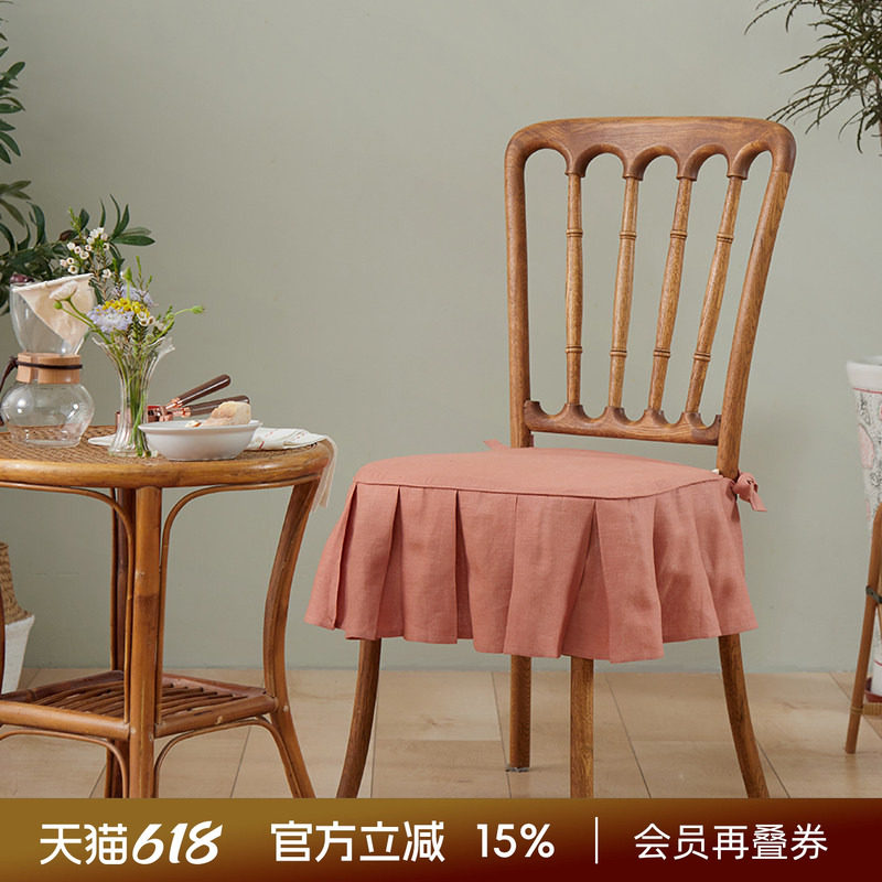 椅子坐垫美式欧式餐椅垫亚麻透气椅垫套少女拆洗凳子座垫