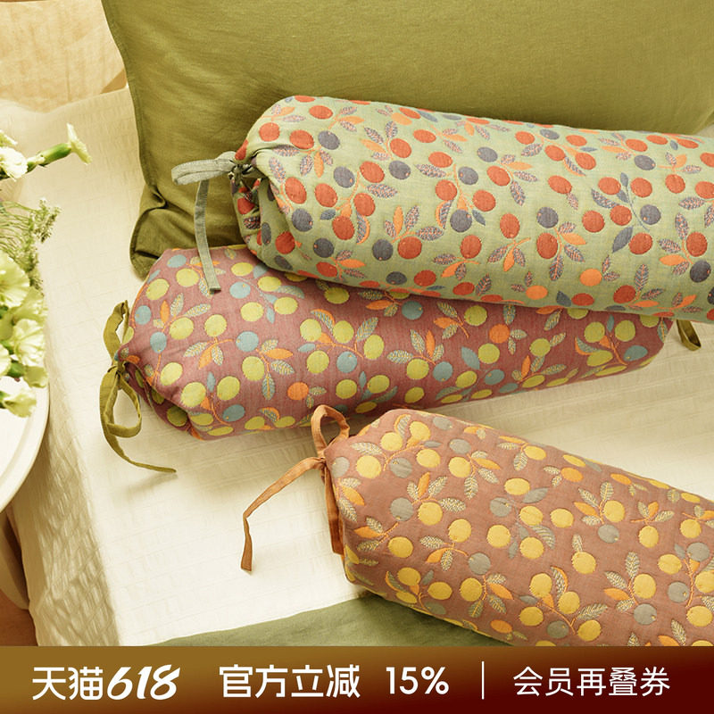 阳春小镇圆柱颈枕荞麦壳枕头荞麦皮学生儿童睡眠颈椎睡觉纯棉高端