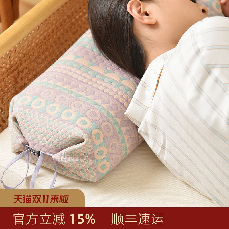 阳春小镇荞麦壳枕头腰枕腰靠纯棉成人可调节颈枕大人家用可拆洗