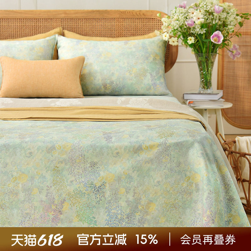 阳春小镇床单纯棉100全棉单件老粗布高级感防滑夏季双人枕罩定制