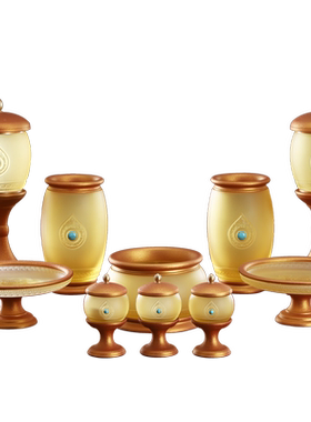 古法琉璃烧香炉佛前长明灯供水杯