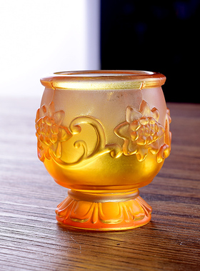 佛具仿琉璃高脚供杯供佛观音圣水净水杯财神酒杯茶杯室内复古包邮