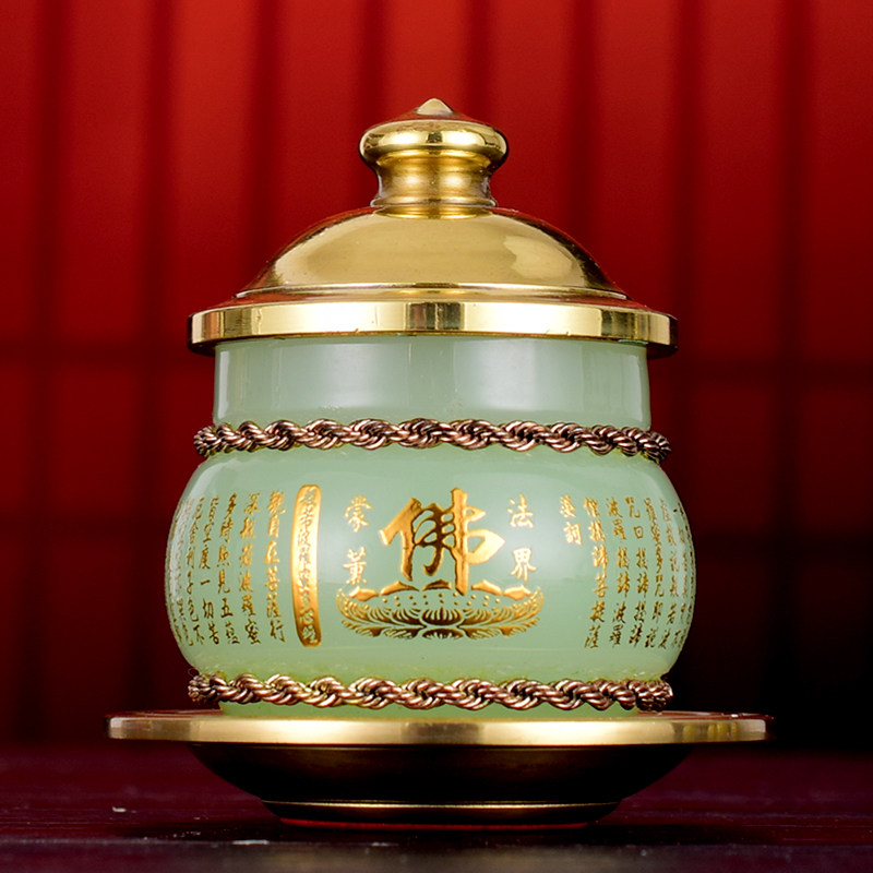 佛具琉璃仿汉白玉圣水杯供佛前观音财神供佛净水供杯室内复古包邮