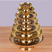 供佛家用财神黄铜招财福字果盘佛堂佛前观音贡品供盘室内复古果碟