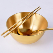铜碗套装 小碗铜勺铜筷子家用纯摆件金饭碗黄铜供水碗供奉佛前斋碗