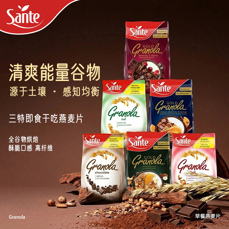 Sante/三特波兰进口巧克力水果燕麦片即食自制冰淇淋冲泡干吃坚果