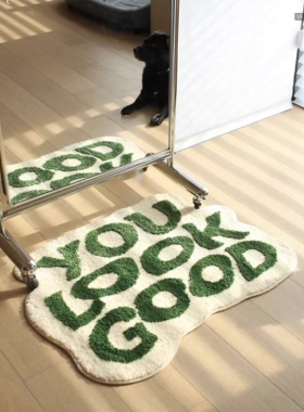 字母简约地垫仿羊绒家居装饰室内地毯床边卧室防滑垫不规则茶几垫