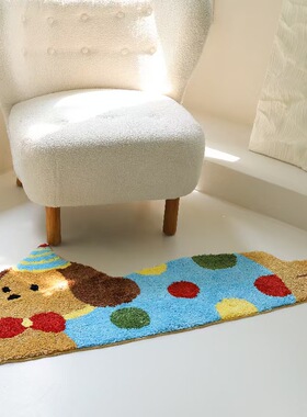 多巴胺趴趴狗地毯植绒客厅奶油风毛毯可爱儿童卧室潮地垫卡通脚垫