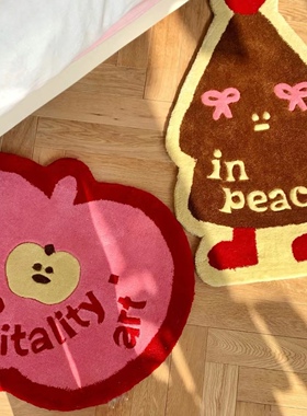 卡通仿羊绒地毯多巴胺防滑儿童卧室可爱床边毯客厅沙发圣诞树地垫