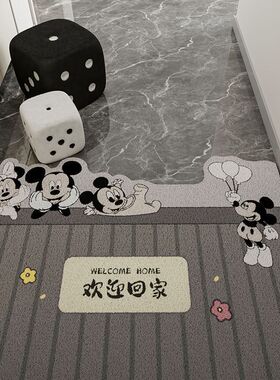 卡通米奇入户地垫进门口脚垫丝圈门垫家用玄关耐脏可裁剪地毯垫子
