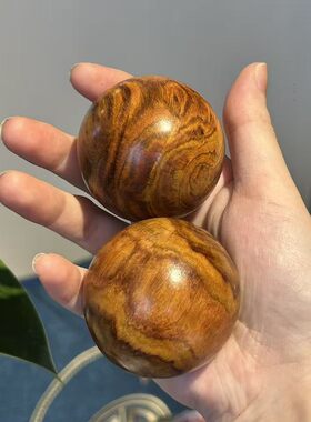 海南黄花梨鬼脸对眼保健球手球健身球文玩按摩球康复球送长辈礼物