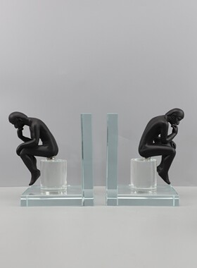 北欧创意水晶树脂思考者书挡摆件仿真书玄关桌面样板房家居饰品