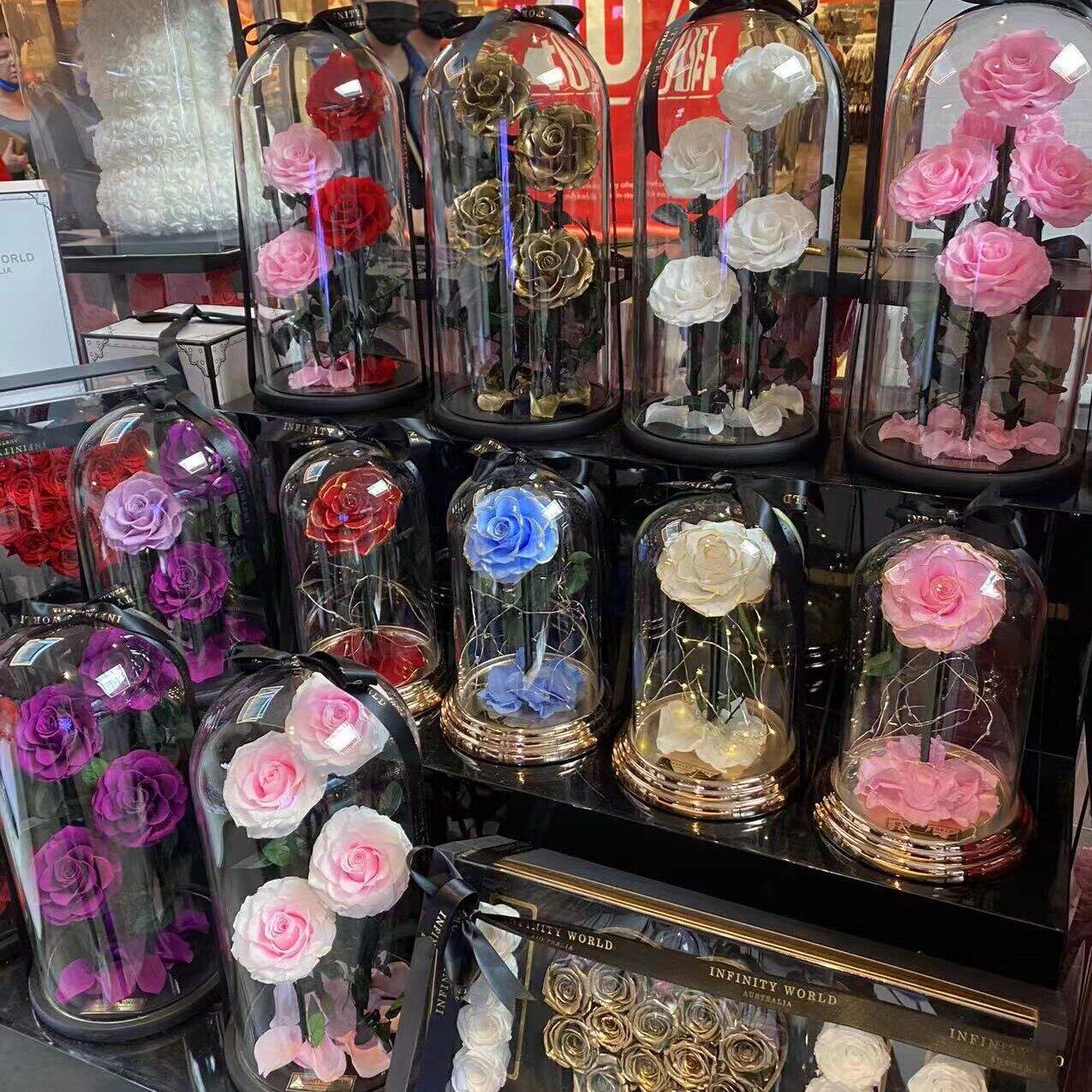 云南花者情人节教师节礼物永生花玻璃罩制品礼盒成品永生花礼