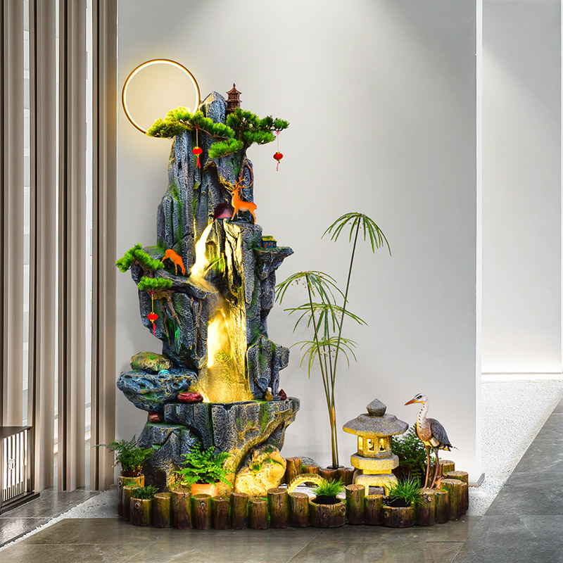 客厅假山流水摆件落地装饰品