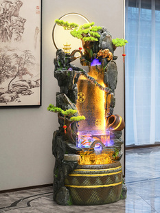 客厅假山流水鱼缸摆件循环水景办公室招财落地造景喷泉水幕墙装饰
