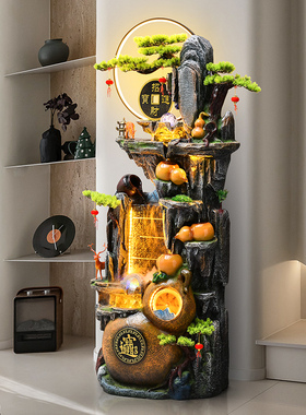 招财风水轮流水生财摆件循环水中式假山喷泉水景客厅落地装饰开业