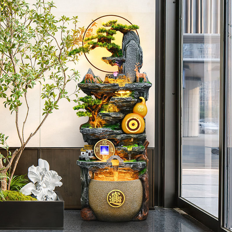 流水生财摆件循环水落地风水轮客厅招财办公室装饰水景乔迁开业礼,家居饰品,流水摆件,淘宝优惠券,粉丝福利购,淘宝优惠卷