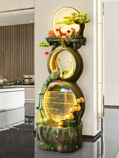 客厅孔雀流水摆件循环水葫芦招财假山水景风水轮水幕墙鱼缸造景观