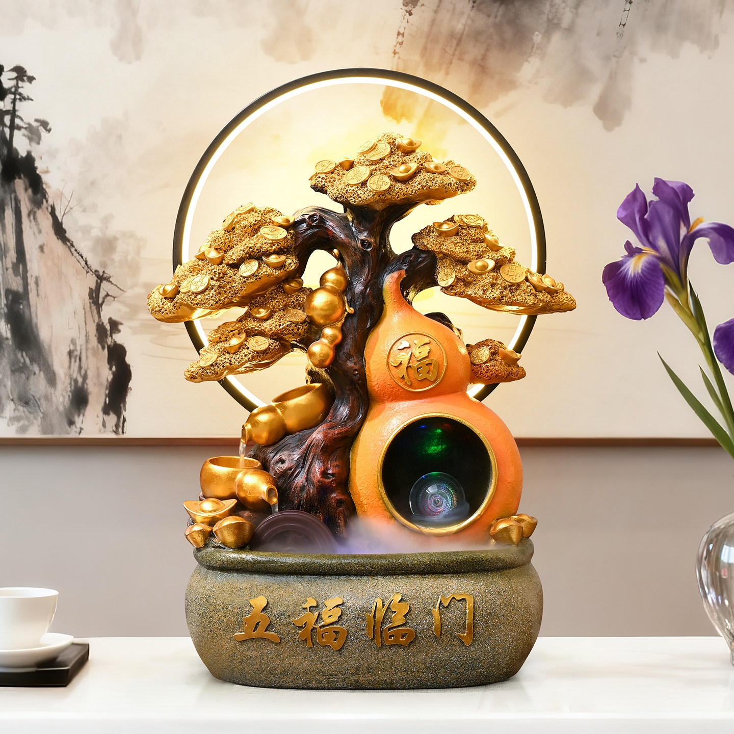 招财葫芦循环水摆件店铺转运球流水生财喷泉客厅风水轮开业送礼物,家居饰品,桌面摆件,淘宝优惠券,粉丝福利购,淘宝优惠卷