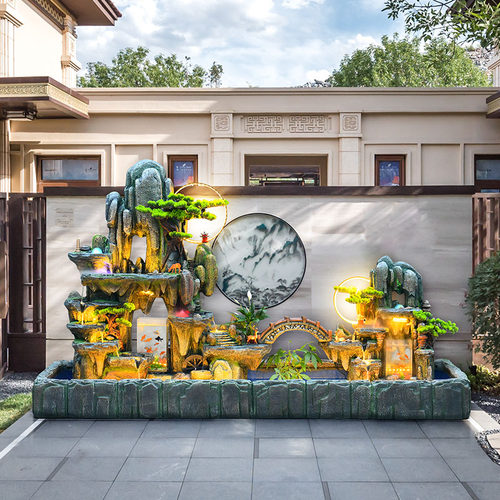 别墅庭院假山流水摆件循环水鱼池