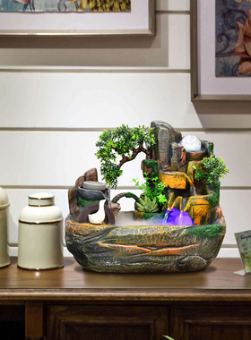 风水轮招财、假山、景观喷泉、客厅、高山流水摆设、循环水雾化器