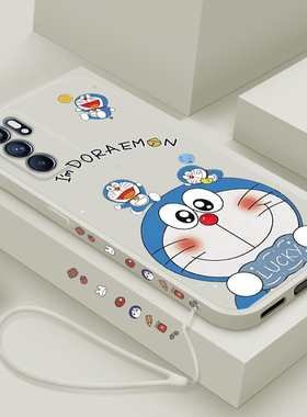 适用opporeno6手机壳新款reno6pro液态硅胶保护套por男女生reno6pro+镜头全包防摔pr0十卡通个性软外壳机器猫