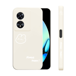 适用oppoA97手机壳5G新款a96液态硅胶保护套a95女款oppoa93s镜头全包防摔软壳0pp0个性创意a93简约外壳开心兔