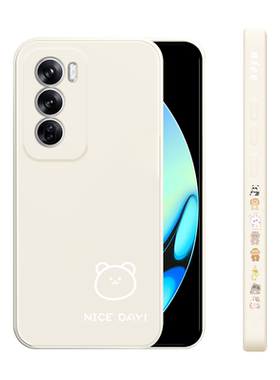 适用opporeno12手机壳新款reno12pro液态硅胶软壳por镜头全包防摔保护套rone男女生时尚0pp0个性创意线条小熊