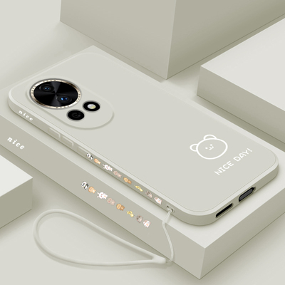适用华为nova13手机壳新款nova13pro液态硅胶保护套por镜头全包防摔软壳PSD-AL00男女情侣款简约卡通线条小熊