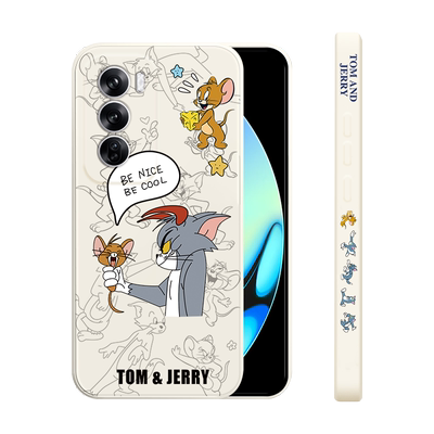 适用reno12pro手机壳新款opporeno12液态硅胶保护套por镜头全包防摔软壳rone男女生5g个性创意卡通潮猫和老鼠