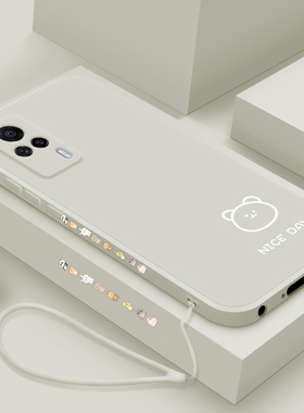 适用于vivos9手机壳新款液态硅胶软vivo s9e直边保护套全包防摔S九简画熊和兔v1v0超薄可爱网红女款个性创意