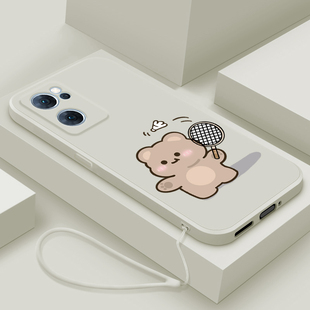 适用opporeno7手机壳新款Reno7pro液态硅胶软壳pr0男女情侣reno7se镜头全包防摔保护套5G可爱0pp0卡通羽毛熊