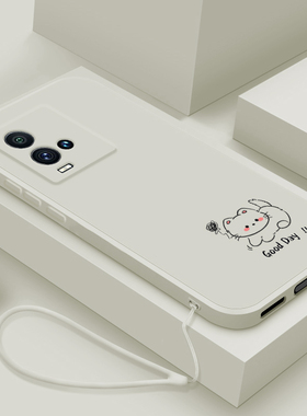 适用iqoo10手机壳新款vivo iqoo10pro液态硅胶保护套iq009镜头全包9por防摔8卡通8pr0软壳男女生简约线条小猫