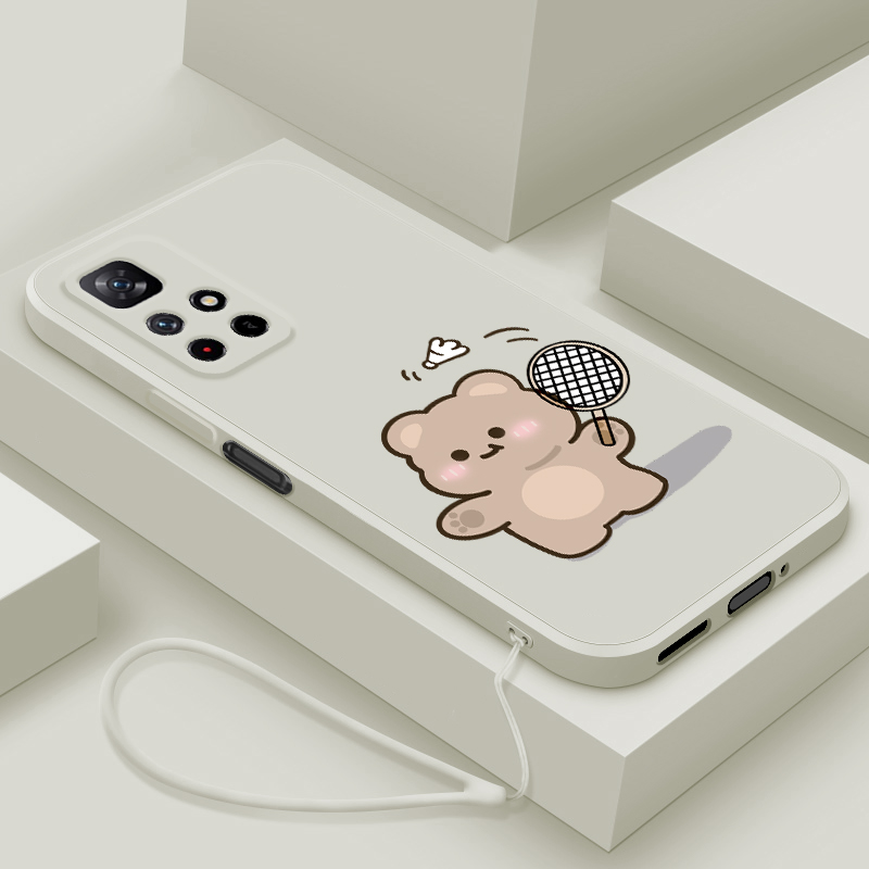 适用红米note11pro+手机壳新款小米RedemiNote11液态硅胶5G软壳11E全包11R防摔11Tpro男女生11se保护套羽毛熊