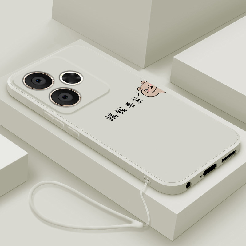 适用红米turbo3手机壳新款小米Redmi13C液态硅胶软壳男女生红米13R镜头全包防摔保护套简约时尚潮外壳搞钱熊