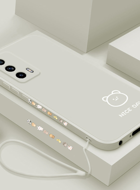 realme真我x7手机壳简画熊和兔适用Realmex7pro直边保护壳x7pro至尊版潮牌创意硅胶软壳网红新款超薄防摔男女