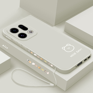 适用oppofindx9手机壳新款findx9pro液态硅胶保护套oppo镜头全包防摔软壳findx9男女情侣5G简约卡通线条小熊
