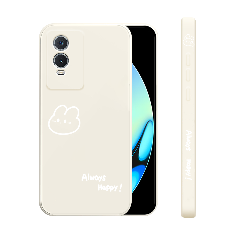 适用vivoy76手机壳y75s 5G新款y74s液态硅胶保护套viv0男女生y73s全包边y73t防摔软壳y71t简约y70s外壳开心兔