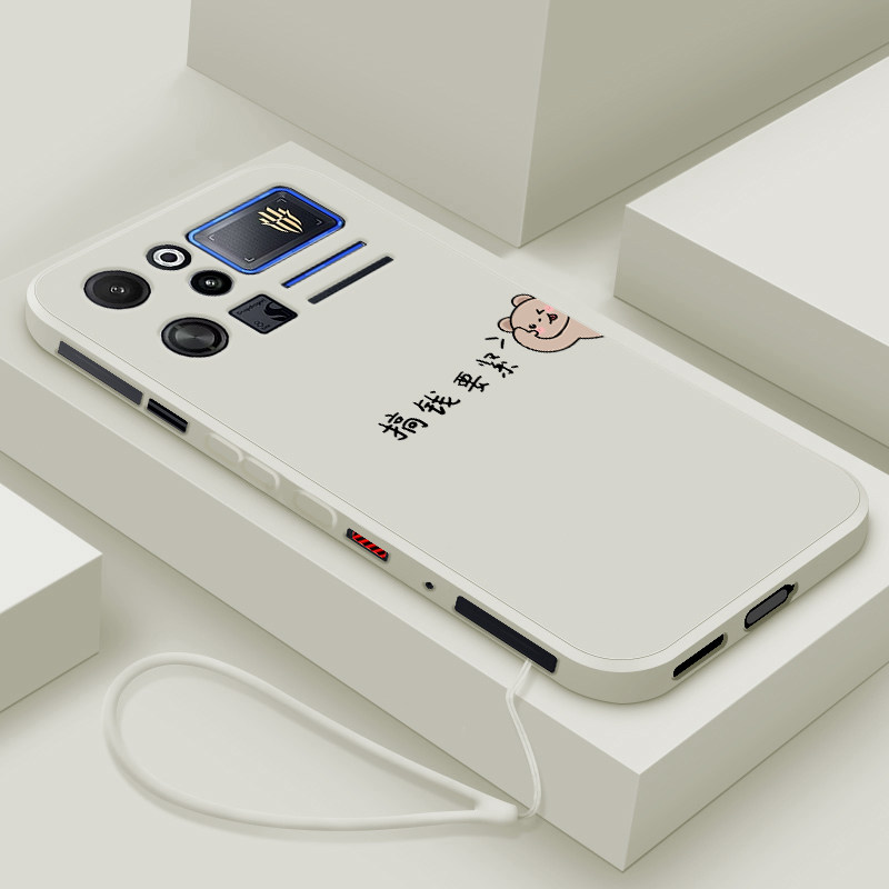 适用红魔12pro+手机壳新款努比亚红魔12pro十液态硅胶软壳NX819J全包防摔保护套游戏散热男女情侣卡通搞钱熊