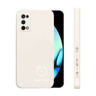 realme真我x7手机壳简画熊和兔适用Realmex7pro直边保护壳x7pro至尊版潮牌创意硅胶软壳网红新款超薄防摔男女