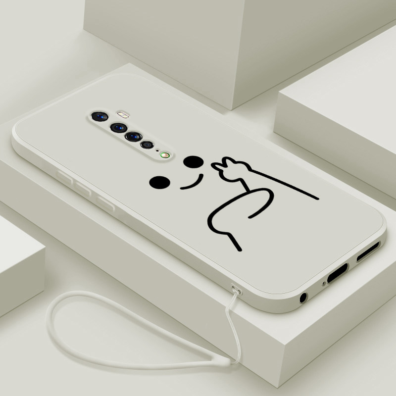 适用opporeno2手机壳新款reno2z液态硅胶保护套renoace男女生renoZ镜头全包防摔十倍变焦版软壳个性创意比耶