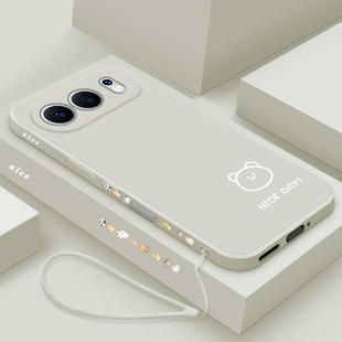 适用荣耀500手机壳新品华为honor500pro液态硅胶保护套MEP-AN00镜头全包防摔软壳MEY男女情侣款卡通线条小熊