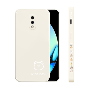简画熊和兔一加7手机壳适用onsplus7Pro直边液态硅胶1+7t保护壳7tpro全包软壳一加七网红新款超薄防摔磨砂女