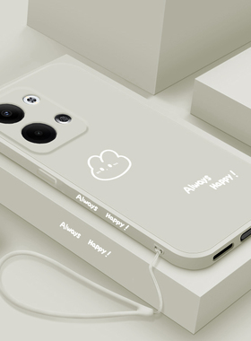 适用opporeno9手机壳新款Reno9pro液态硅胶保护套pr0男女reno9pro+镜头全包防摔软壳por十简约个性外壳开心兔