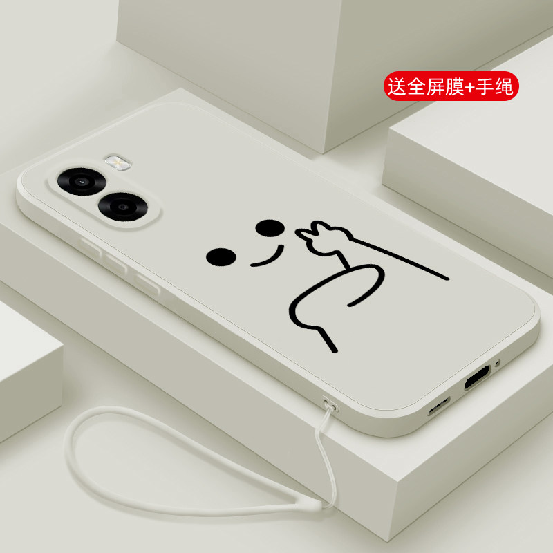 适用oppoA6s手机壳新款oppo A6i+液态磨砂硅胶软壳A6c镜头全包A6v防摔保护套男女生网红个性创意卡通外壳比耶