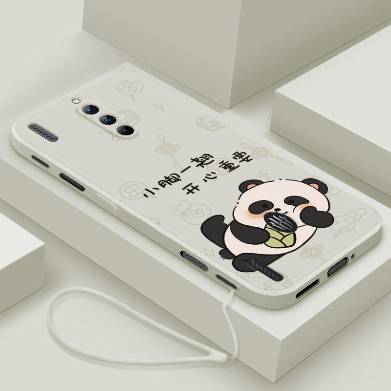 适用红魔8pro手机壳新款por努比亚红魔8pro+液态硅胶保护套pr0十游戏NX729J镜头全包防摔软壳男女生翘脚熊猫